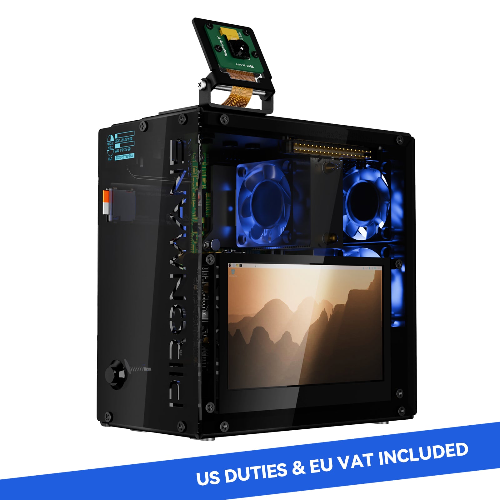 Pironman 5 Pro Max Mini PC Case with 4.3" Touch Screen for Raspberry Pi 5, OpenClaw AI Agent, Dual NVMe RAID 0/1 NAS, Camera, Mic, Audio, M.2 Hailo8, LLMs ChatGPT/Gemini (RPI5 Not Included) - SunFounder