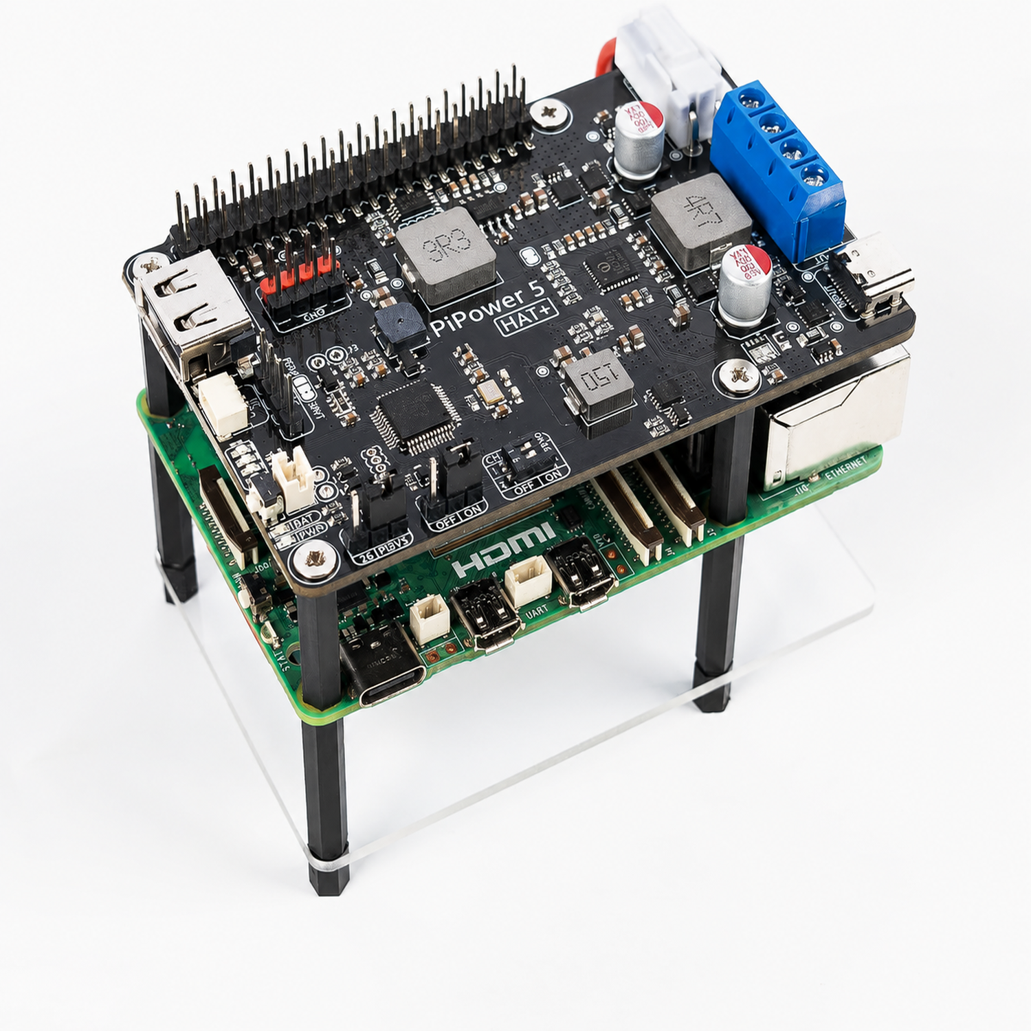 PiPower 5 Raspberry Pi 5/4B/3B+/Zero 2 W UPS HAT, 5V/5A Power Supply, Safe Shutdown, Smart Alerts&Monitoring, USB-C PD 45W, Smart Power Management for NAS, Server, Home Assistant