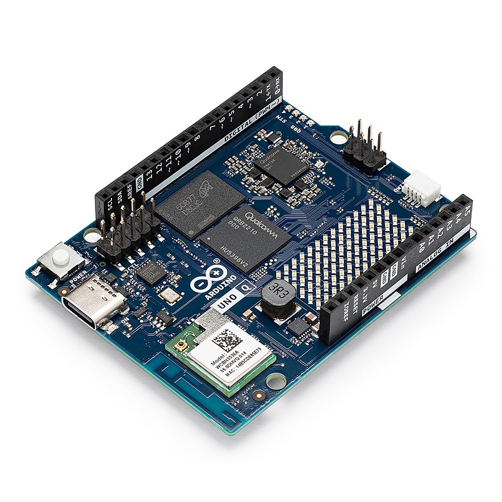 Arduino UNO Q 2GB [ABX00162] - Hybrid Single Board Computer - Debian Linux + Arduino - Qualcomm Dragonwing QRB2210 & STM32U585 - 16GB eMMC Wi-Fi 5 USB-C