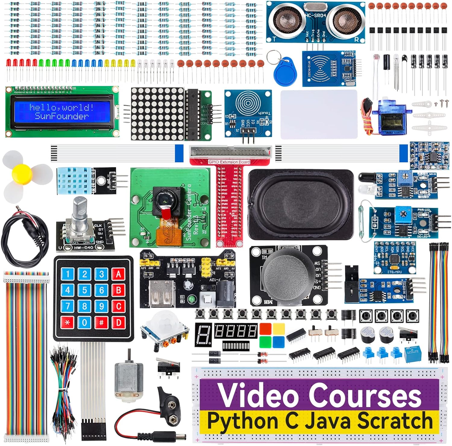SunFounder Raspberry Pi Ultimate Starter Kit - Raphael Kit for Raspberry Pi 5/4B/3B+/3B/Zero 2W, RoHS Compliant, Video Courses - SunFounder